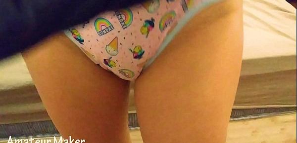  REAL !! Playing with my little step sister in sexy panties before going to bed